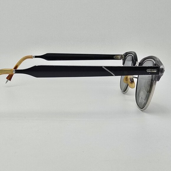 Shuron 1/10 12K G.F. Black White Gold Horn Rimmed Aluminum Eyeglasses Frame 44mm - Picture 5 of 16